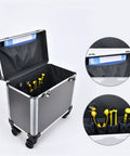 Heavy Duty Tool Box On Wheels With Locking Telescopic Handle Large Capacity Organizer For Nuts Bolts Screws And Small Hardware Aluminum Alloy Storage Chest Built For The Job Site