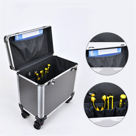 Heavy Duty Tool Box On Wheels With Locking Telescopic Handle Large Capacity Organizer For Nuts Bolts Screws And Small Hardware Aluminum Alloy Storage Chest Built For The Job Site