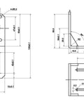 Technical drawing of Alloy Steel Mounting Bracket For NEMA 23 Geared Stepper Motor ST M2 Economy Model with dimensions and design details.
