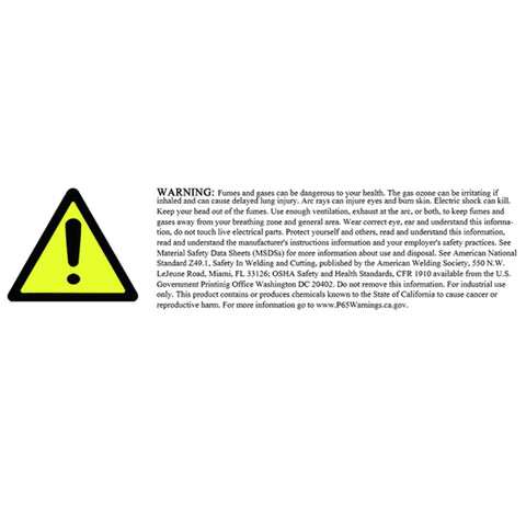 Warning label for E7014 Stick Electrode Welding Rod 1/8 Inch By 14 Inch 5 Lb Pack For Low Carbon Steel And General Metal Welding Projects