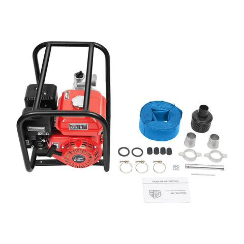 Beastly Performance 2 Inch Gas Powered Water Transfer Pump With A Legit 7.5 HP Engine And 212 CC Four Stroke Motor parts and setup detail