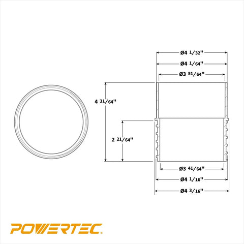 Technical drawing of 4 Inch Quick Connect Splice Fitting For DWV PVC Pipe To 4 Inch ID Flexible Hose With Left Hand Threaded End.