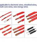 Electronic wires, sheathed wires, multi-core wires in red, showing copper strands for use with Premium Fully Automatic CNC Wire Stripper And Cutter For Electronic Core Cables High Precision Stripping Machine Handles Single Double Core Thin Wires Up To 10 Mm Squ With Consistent Quality Performance.