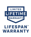 Limited lifetime warranty badge for heavy duty swinging door latch
