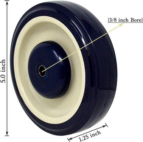 5 Inch Polyurethane Shopping Cart Wheels Four Pack With Stepped And Full Tread Face And Double Ball Bearing Heavy Duty 1400 Lb Capacity Replacement