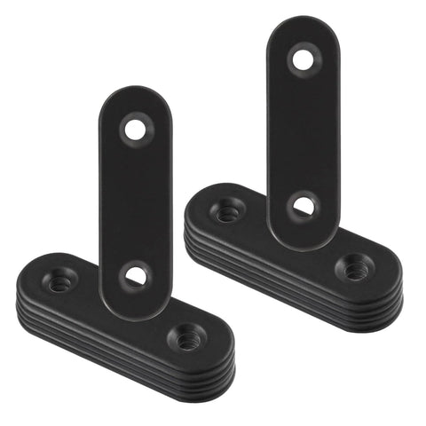 Front view: 12-pack 2-inch straight brackets, black stainless steel with mounting holes for furniture repair