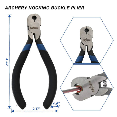 Archery Bow String Nocking Points Kit With T Square Ruler And Buckle Pliers close-up of pliers with size measurements