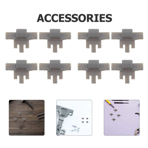 40Pcs Cabinet Door Hinge Restrictor Clips Soft Close Angle Limiter For 86 Degree Opening Durable Plastic Hinges shown on table