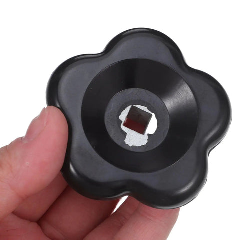 2 Pack Water Spigot Handle Replacement Kit With Bakelite Handwheel 7x7mm Square Hole shown in hand view, black finish.