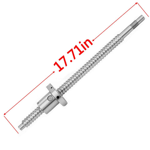 Built for CNC Rigs SFU1204 RM1204 Ball Screw 450mm With Metal Nut for Machines, 12mm Diameter, 4mm Lead, C7 Grade, 17.71 Inch