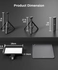 9 Inch LED Video Light Panel With Adjustable 2500K 6500K Color Temperature dimensions and tripod measurements