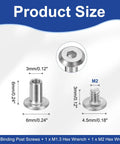 Top Shelf 304 Stainless Steel Chicago Screws Binding Posts Hex Socket Cap Bolts Silver 20 Pack M2x3mm size detail image