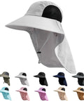 Go To Wide Brim Sun Hat With Neck Flap UPF 50+ For Men And Women in various colors, lightweight quick dry nylon