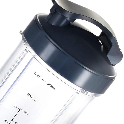 32 Oz Blender Replacement Cups With Measuring Scale, Includes Two Flip Top To Go Lids And Two Rubber Gaskets, 6 Pack