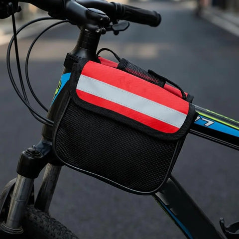 Large Bike Frame Bag For Bikepacking With Rain Cover And Reflective Triangle Bag 16x13x5 CM Zipper Pouch on MTB