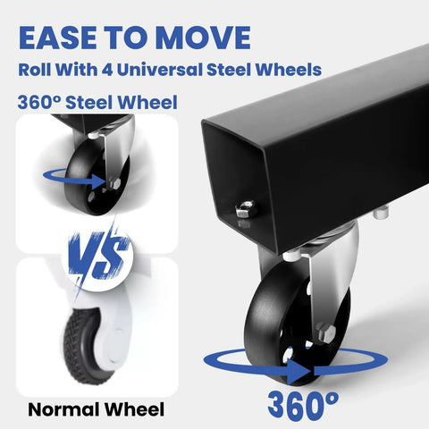 Heavy Duty 5000 Lbs Engine Hoist Cherry Picker with smooth hydraulic lift showing 360° steel caster wheel for easy mobility.