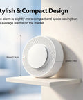Kickin Butt Fire Alarm Smoke Detector With Smart Photoelectric Tech Ten Year Power Guarantee Set Of Five White Units For Home Base Wall Mount, compact design on shelf.
