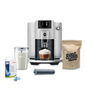 Premium Automatic Espresso Machine In Sleek Platinum Finish Packs In One Touch Brewing Smart Filter Cartridge Six Step Cleaning Kit Glass Milk Vessel And Whole Bean Coffee To Nail Your Morning Pull And Keep The Grind Rolling Smooth.