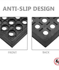 Heavy Duty Rubber Floor Mat With Drainage Holes 24 By 36 Inches Anti Fatigue Non Slip Indoor Outdoor Drain Mat Front Back View
