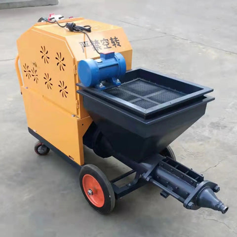 Portable Cement Mortar Spraying Machine For Professional Wall Plastering Stucco Render Equipment on wheels for easy transport.