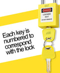 10 Pack Lockout Tagout Locks With Unique Keys Per Lock Yellow Padlocks For Lockout Tagout Stations and Devices close-up
