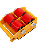 Beefy Heavy Duty Machinery Moving Skates With Non Slip Cap 13,200 Lbs Capacity Four PU Wheels, alloy steel body, yellow
