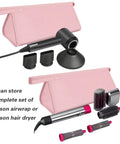 All In One Travel Case For Hair Gear Like Airwrap And Similar Dryers Waterproof Dustproof Shockproof Organizer With Dual Layer Storage Large Capacity Pink
