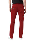 Men's Skinny Straight Double Knee Work Pants With Heavy Duty Reinforcement, Wrinkle Resistant Fabric, And A Stain Release Finish That Looks Sharp On The Job Site All Day In English Red, back view with cargo pocket.