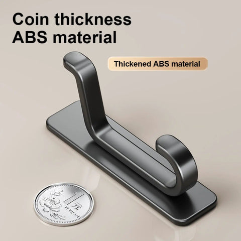 Five Pack Heavy Duty Adhesive Wall Hooks That Hold Up To 22 Lbs No Drill Install Easy On Clean Removal Sleek Black Finish with coin