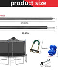 Complete Six Piece Trampoline Replacement Enclosure Poles With Thick Foam Sleeves And Secure Caps For Straight Frame Nets To Upgrade Your Backyard Rig With Absolutely Zero Hassle, shown with dimensions.
