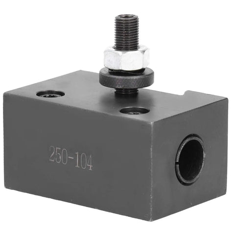 Top Shelf Quick Change Tool Holder For Mini Lathe And Cnc Machining Builds Crafted From High Carbon Steel close-up of tool holder with clamp