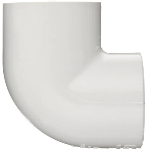 PVC Pipe Fitting 90 Degree Elbow Schedule 40 White 4 Inch Socket To 4 Inch NPT Female, Heavy Duty Yet Lightweight Rock Solid Plumbing Connector For Chemical Resistant Water Piping. White PVC 90-degree elbow fitting, 4 inch, socket to NPT female