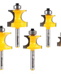 Bullnose Beading Router Bits Set With Five Bits One Quarter Inch Shank For Bead And Round Over Edges Premium Tungsten Carbide