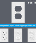 Built-To-Last 20 Pack 1-Gang Duplex Wall Plate White Standard Size Unbreakable Polycarbonate Receptacle And Switch Cover UL Listed