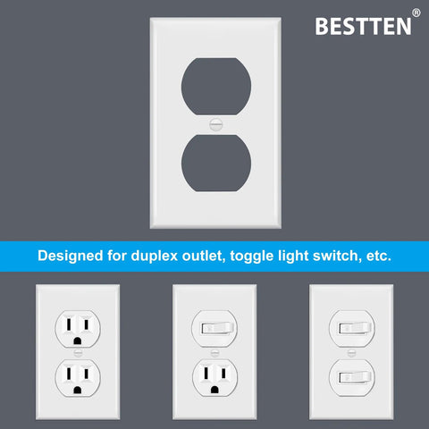 Built-To-Last 20 Pack 1-Gang Duplex Wall Plate White Standard Size Unbreakable Polycarbonate Receptacle And Switch Cover UL Listed