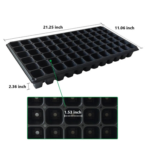 Deep 72-Cell Seedling Tray Set For 1020 Flats Big Cell Plug Trays, Tough As Nails Durable Nursery Seedling Trays, size marked