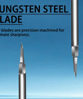 Close-up of Premium Tungsten Steel Model Scriber Blades Pair showing precision machined tips for engraving and drafting.