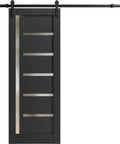 Quadro 4088 Barn Door Kit 42 By 96 Inches Black Matte Solid MDF Core Sliding Interior Door Slab with 6.6 Foot Black Rail
