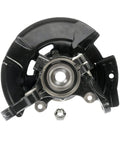 Front view of Front Steering Knuckle and Wheel Bearing Hub Assembly Left Replacement for 2011-2013 Hyundai Sonata, 1-piece unit.