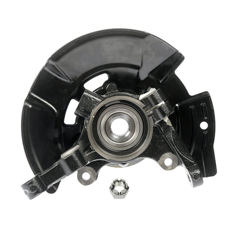 Front view of Front Steering Knuckle and Wheel Bearing Hub Assembly Left Replacement for 2011-2013 Hyundai Sonata, 1-piece unit.