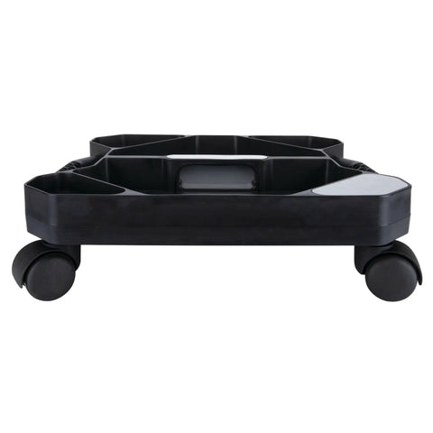 Rolling Tool Creeper Caddy Tray With Five Compartments For Mechanic Garage And Workshop Organization Durable Black 17.13 By 15.75 By 4.75 Inches Mobile Rolling Tool Storage Tray side view