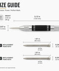 Size guide for 5 Inch Automatic Center Punch With 2 Spare Tips Adjustable Tension Spring Steel Marking Tool dimensions and weights.