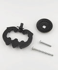 Back view of Pack Of 4 Large Drop Cabinet Pulls Two And A Half Inch Ring Dresser Knobs, zinc alloy with screws and rosette.