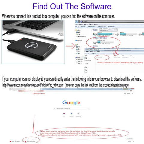 Instructions for downloading software for Dual Frequency Access Card Copier And RFID Writer Reader 125KHz 13.56MHz With NFC Tag Replicator