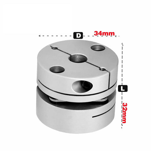 Heavy Duty Aluminum Single Diaphragm Coupling For Ball Screw Step Servo Motor Encoder, 34mm diameter, 32mm length.