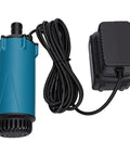 Heavy Duty 21V Cordless Submersible Sump Pump For Basement Floods And Garden Drains Delivers A Freakin Smooth 120L Per Hour Flow Rate With Hassle Free Battery Power And Zero Tangled Cords, blue pump with power adapter.
