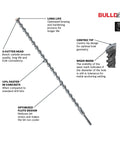 Bosch Bulldog SDS-Plus rotary hammer bit, 1/2 in x 6 in x 8 in, carbide tipped.