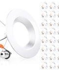 24 Pack Dimmable 5 To 6 Inch LED Can Lights Retrofit Recessed Lighting 5000K Daylight 12W To 110W 1100 Lumens Metal Trim