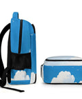Side and top view of Free As A Bird Printed Unisex Backpack With Large Capacity For Daily Use made of durable polyester.