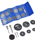 32 Piece Cutting Wheel Set With HSS Circular Saw Blades And Diamond Cutter Wheels Kit displayed with blue storage case